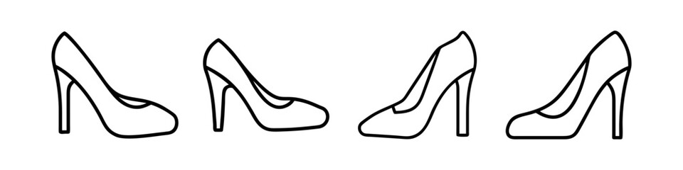 heels icon, footwear line art, footwear vector - simple black line art icon of heels perfect for logos, and footwear-themed designs.