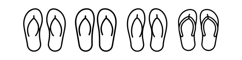flip flops icon, footwear line art, footwear vector - simple black line art icon of flip flops perfect for logos, and footwear-themed designs.