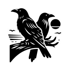 Naklejka premium Hugin and Munin 