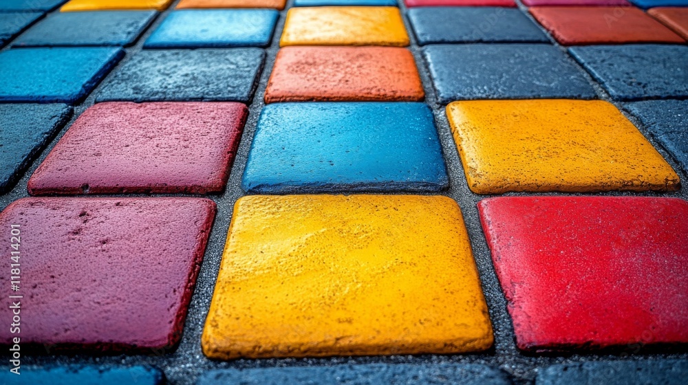 Aufkleber colorful tiles arranged in a grid pattern displaying various textures and hues