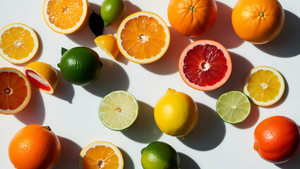 A crisp and high-resolution image of citrus fruits showcasing their natural colors and juicy segments against a simple white backdrop.