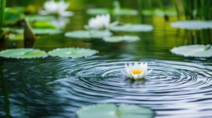 Serene Water Lily on Calm Pond