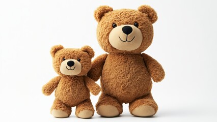 Adorable teddy bears standing together in a bright setting