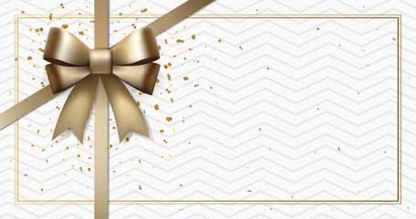 Empty gift voucher with place for text. Luxury background with gold glitter. Elegant template for card, coupon, certificate