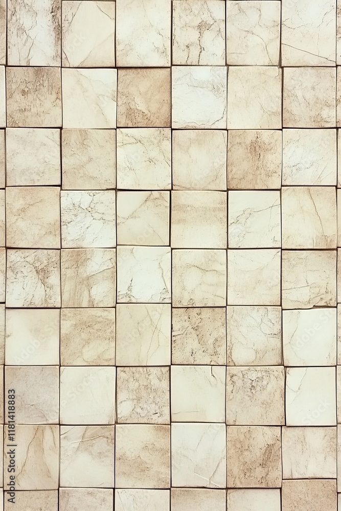 Aufkleber beige and cream square pattern background with subtle variation and clear space for text overlay