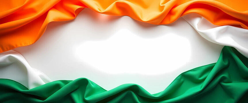 Republic Day Indian flag cloth display featuring a central blank area for additional content or messages, generative ai	