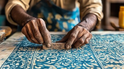 Intricate Block Printing on Textile
