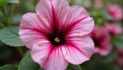Pink Flower with Dark Veins