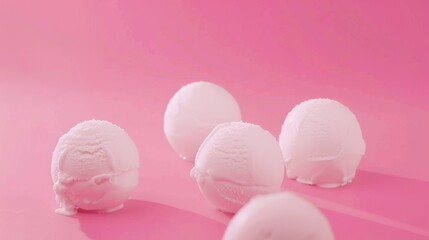 Minimalist Summer Delight: Ice Cream Set Against a Pastel Pink Backdrop