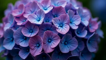 Close up Purple and Blue Hydrangea Flower
