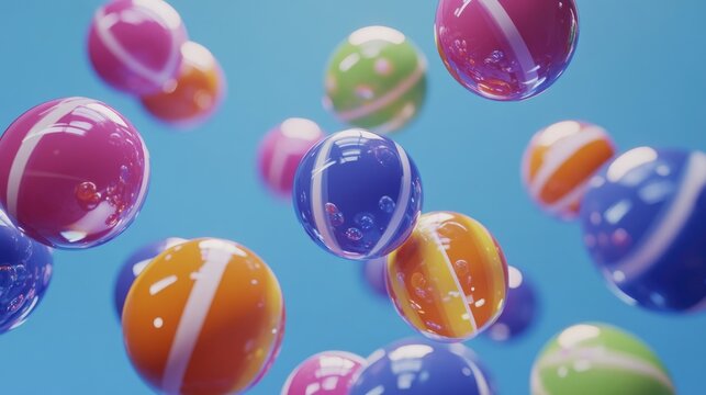 lottery balls flying on a blue background. - Powered by Adobe