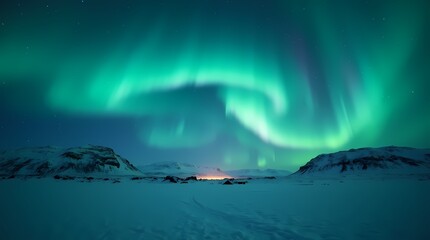 Naklejka premium Northern Lights, Polar Night in Iceland