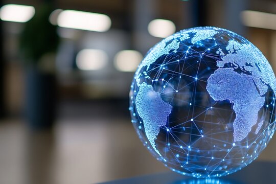 A glowing globe with network connections, symbolizing global connectivity.
