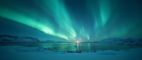 Naklejka premium Northern Lights, Polar Night in Iceland