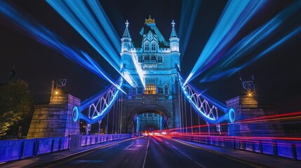 Obraz premium Tower Bridge Illuminated at Night