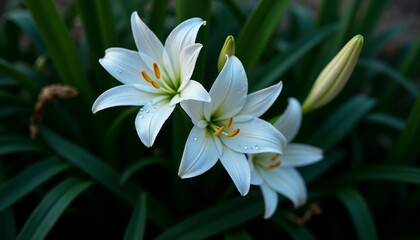 Fototapeta premium White Lilies in Bloom