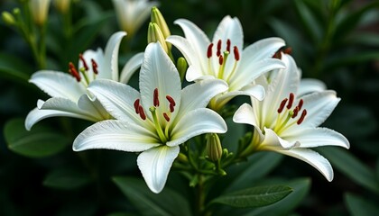 Fototapeta premium White Lilies in Bloom