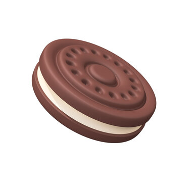 chocolate cookie 3d icon. cookie 3d illustration
