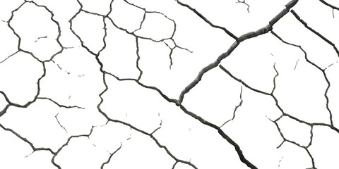 Earthquake-Damaged Land, Wall, and Floor Texture Overlays in Vector, Showing Cracks and Fractures in Black, White, and Grey, Ideal for Simulating Surface Deformation in Disaster Themed Projects.

