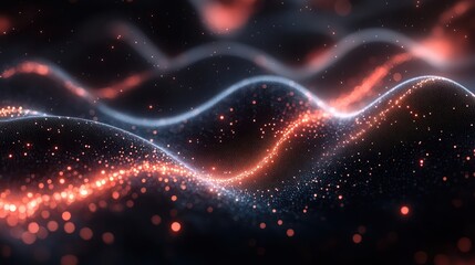 Obraz premium Abstract Digital Art: Glowing Particles and Waves