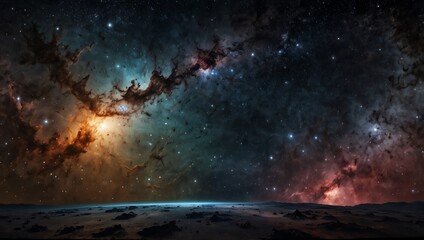 360 degree equirectangular projection space background with nebula and stars, environment map. HDRI spherical panorama © design