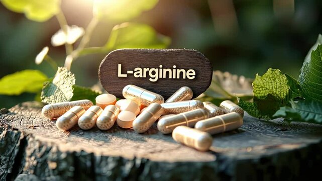 jar and l arginine pills. Selective focus