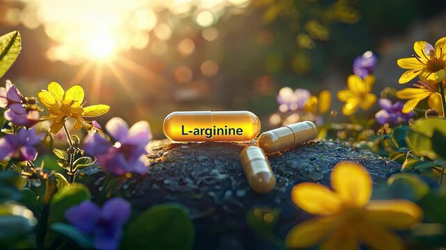 jar and l arginine pills. Selective focus