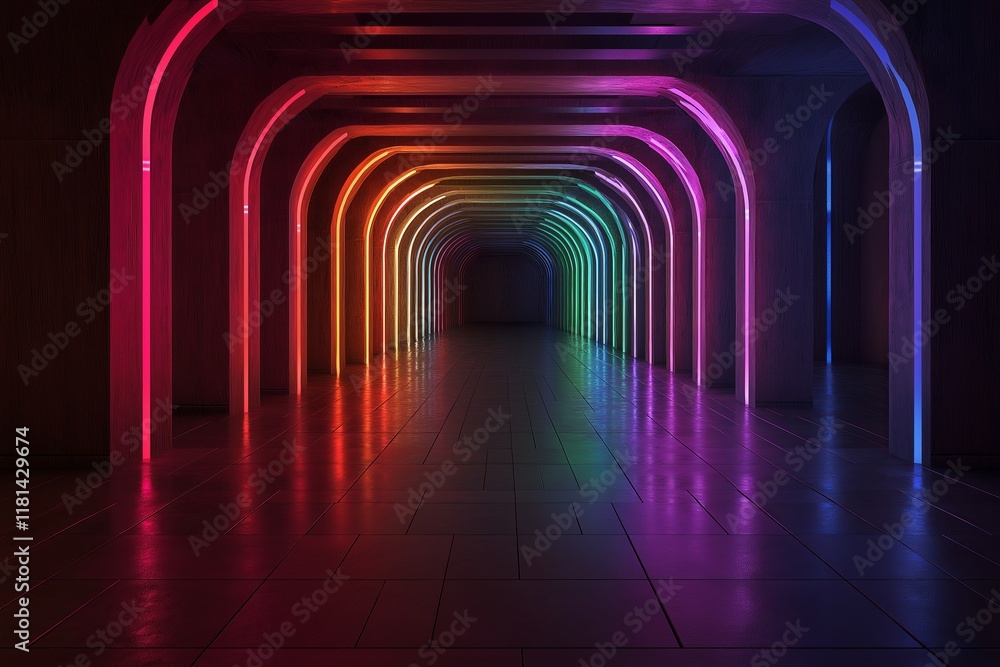 Poster A fractal rainbow bridge shimmering with infinite repeating arches