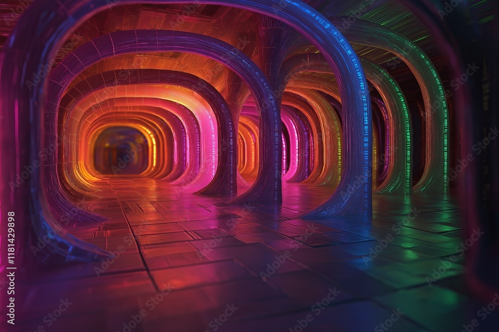 Poster A fractal rainbow bridge shimmering with infinite repeating arches