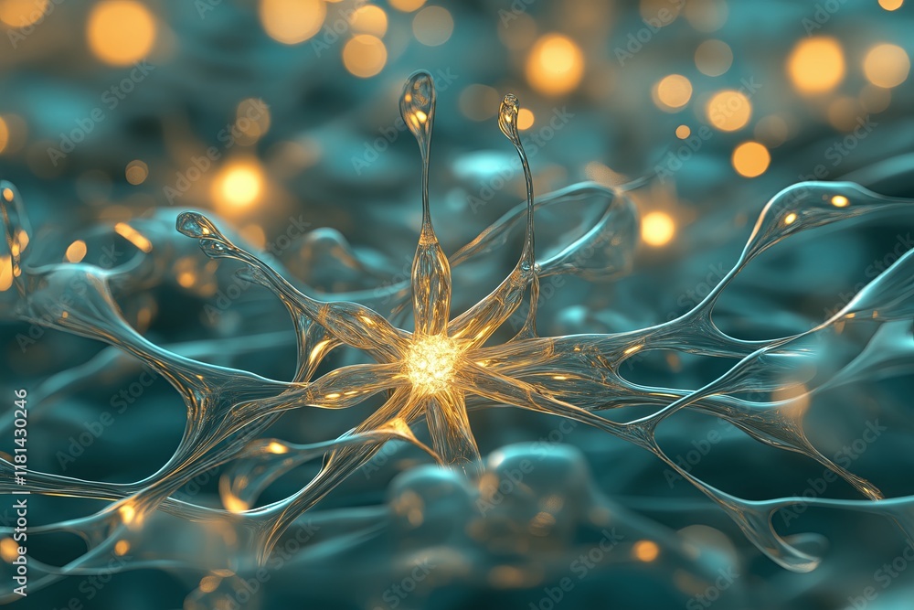 Poster A fractal snowflake with intricate crystalline patterns reflecting icy light