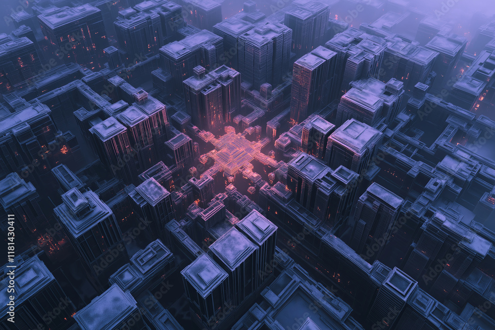Fototapete A fractal snowflake with intricate crystalline patterns reflecting icy light