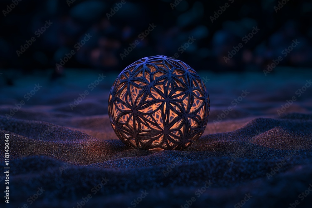Poster A fractal sphere with intricate patterns folding into itself like origami