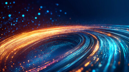 Fototapeta premium Abstract Digital Vortex: A swirling vortex of light and energy, captured in a mesmerizing abstract design. This image evokes a sense of motion, energy.