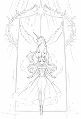 A regal unicorn stands alone, its ethereal silhouette set against a transparent canvas, accentuated by a majestic horn that stretches upwards, as if reaching for the heavens, with a delicate.