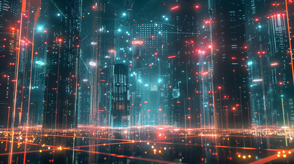 Obraz premium Futuristic AI world interconnected networks digital