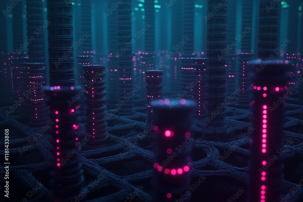 Aufkleber a glowing fractal grid that stretches endlessly in all directions.