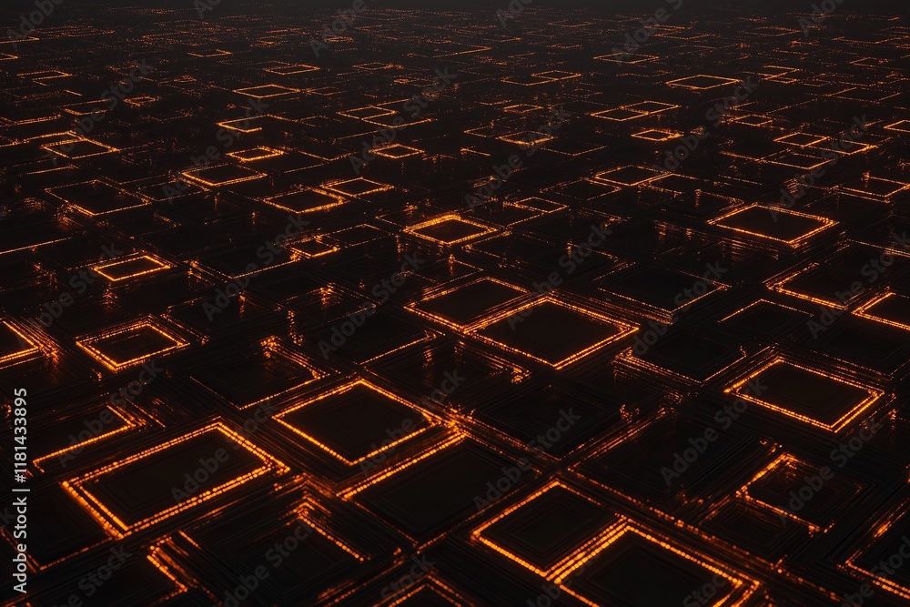 Poster a glowing fractal grid that stretches endlessly in all directions.