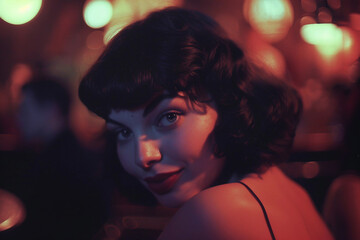 Fototapeta premium Generative AI Image of a Person in a Bar with Warm Lighting, Evoking Nightlife Atmosphere
