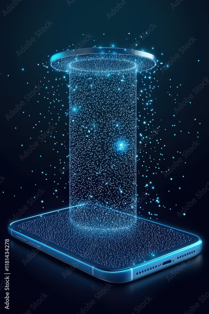 Poster a smartphone projecting a virtual assistant hologram for daily planning.