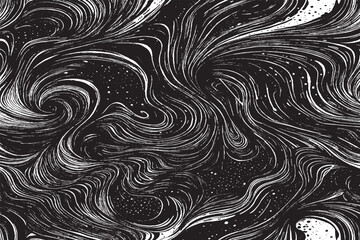 Abstract Vector Wave Stripes with Grunge Line Texture Background