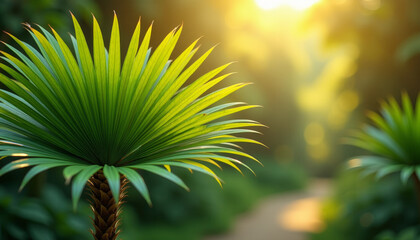 Radiant Palm Leaves in Sunlight