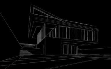 house building sketch architecture 3d illustration