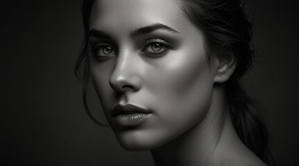 Fototapeta premium Portrait, beauty and facial with a black woman in studio to promote natural skincare or treatment. Face, skin and wellness with an attractive young female touching her cheeks for dermatology generated