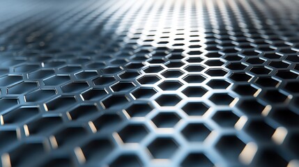 **A close-up view of interlocking reflective hexagon plates forming a mesmerizing grid