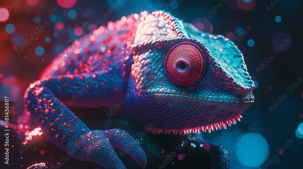Poster a chameleon displays its remarkable ability to change colors, adapting to the lively hues of its env