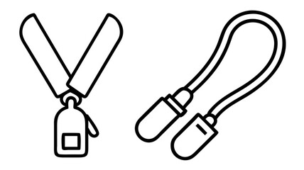 lanyards 02 icon, Accessories line art, Accessories vector - simple black line art icon of lanyards 02 perfect for logos, and Accessories-themed designs.