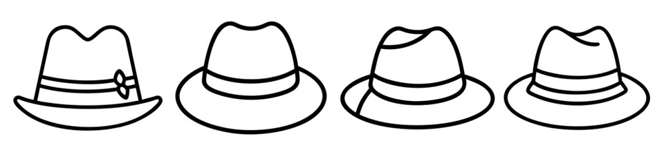 panama hats 01 icon, Accessories line art, Accessories vector - simple black line art icon of panama hats 01 perfect for logos, and Accessories-themed designs.