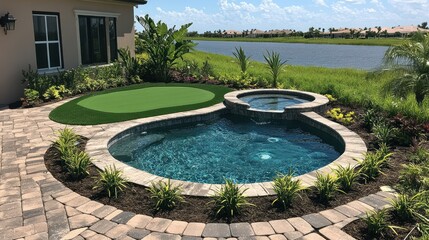 Luxury Backyard Oasis: Pool, Hot Tub, and Putting Green