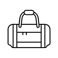 duffel bags icon, Accessories line art, Accessories vector - simple black line art icon of duffel bags perfect for logos, and Accessories-themed designs.