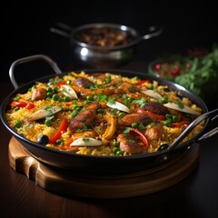 Fototapeta premium Minimalistic Illustration of Traditional Spanish Paella Dish